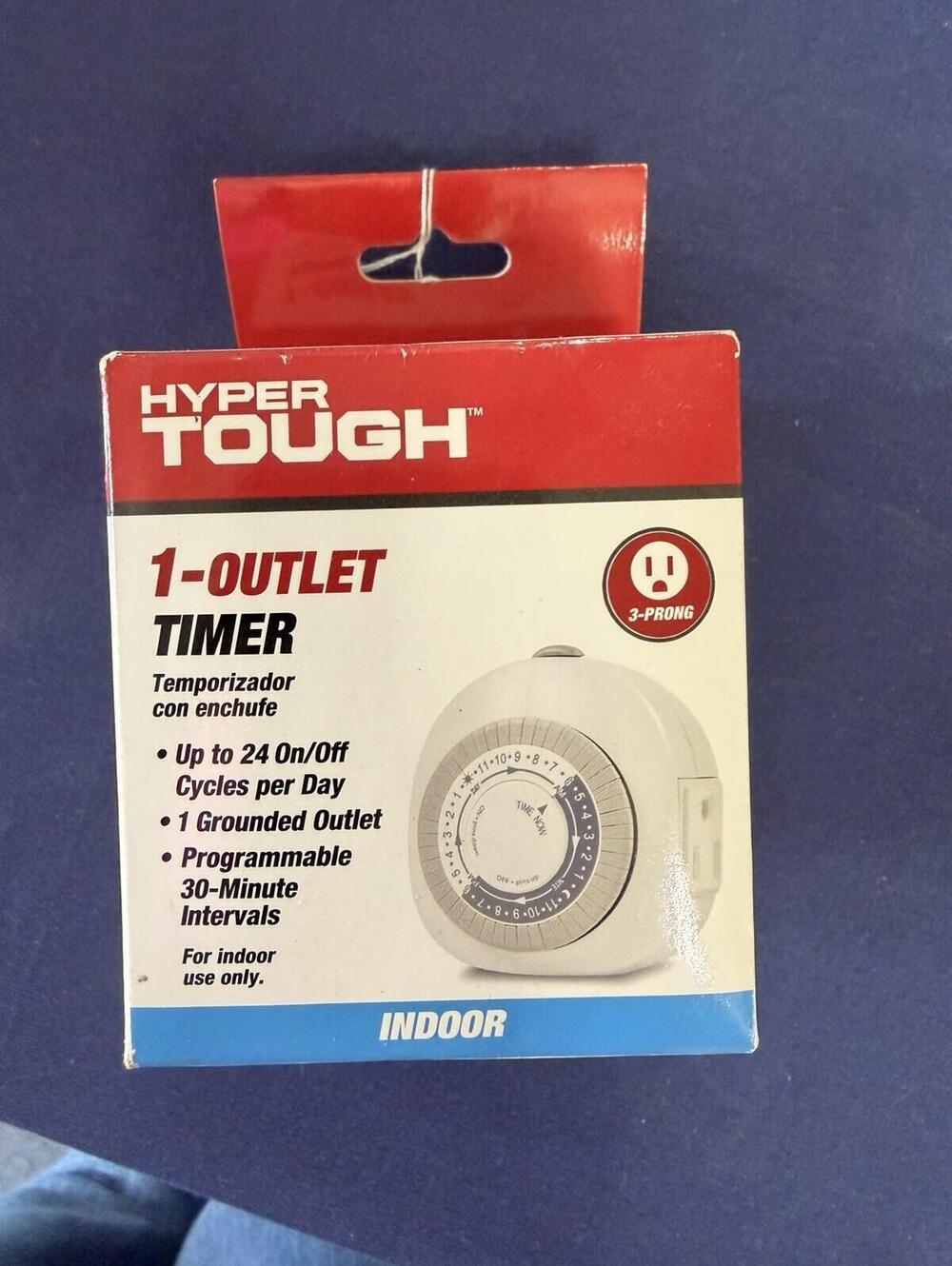 Hyper Tough 1 Outlet Mechanical Indoor Plug In Timer 30 Min Grounded